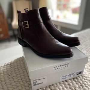 New in box brown leather bootie Marroqui Sanchez